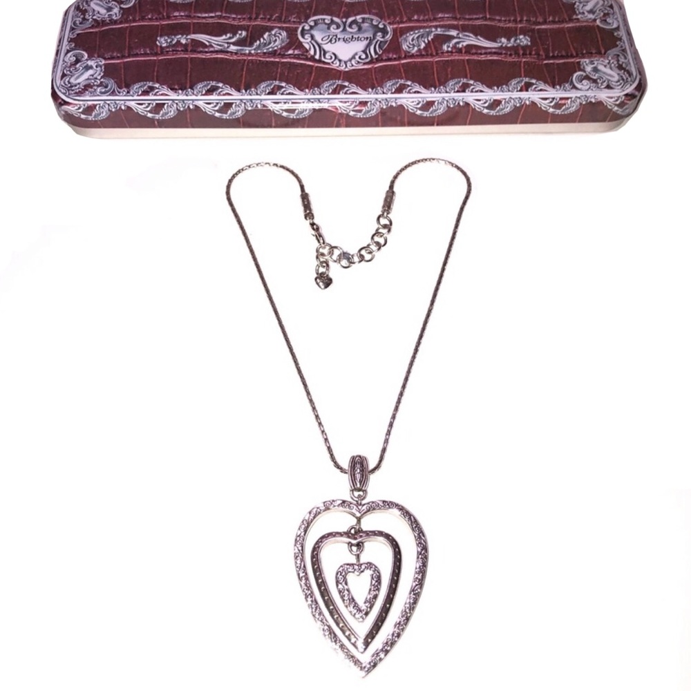 BRIGHTON SILVER TRIO HEART NECKLACE